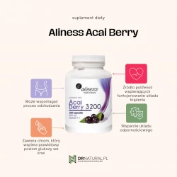 Aliness - Acai Berry 3200 z acerolą i chromem - 100 kapsułek
